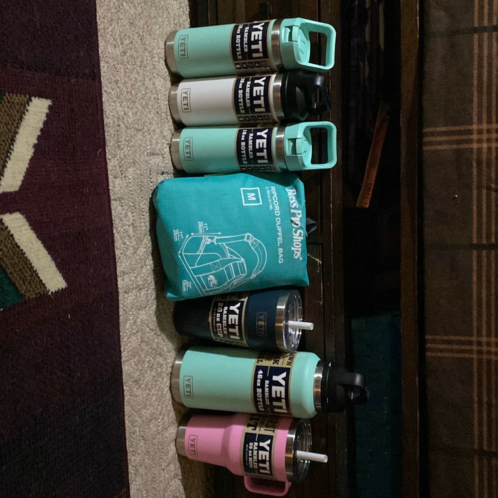 Yeti cups and a ripcord duffel bag 6 yeti cups Brand new